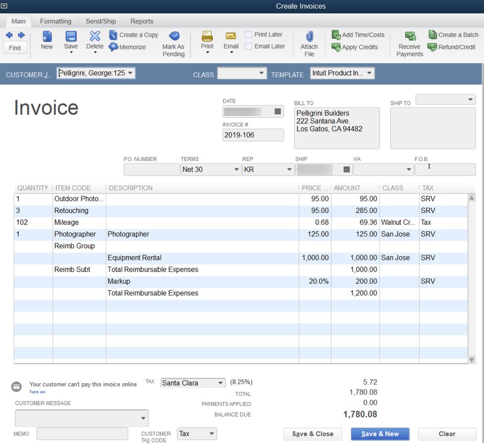 Pass-through Expenses on one invoice