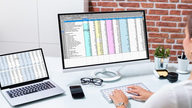 excel spreadsheets on desk