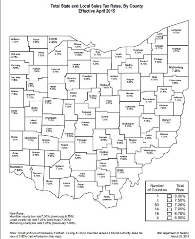 Ohio Sales Tax Chart By County