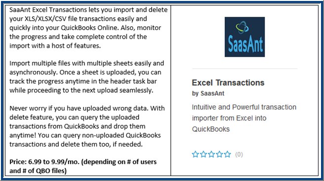 Excel Transactions QBO App