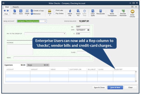 QuickBooks 2014 - Job Costing - Sales Rep on Forms