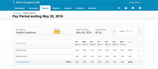 Xero payroll from Tsheets time