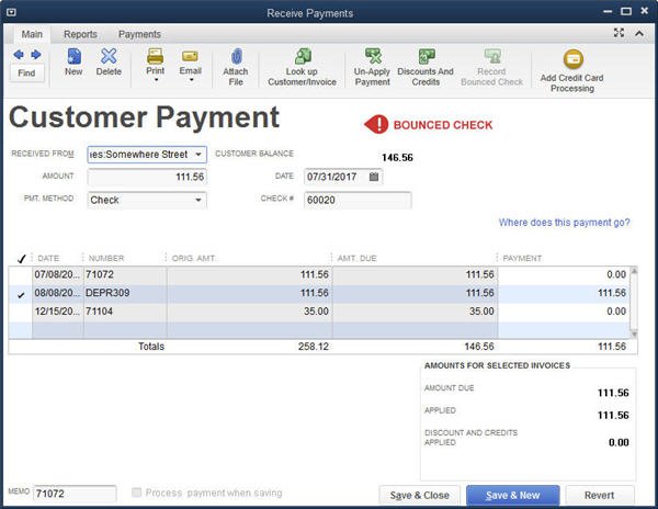 Slide 4 QuickBooks Bounced Check Feature